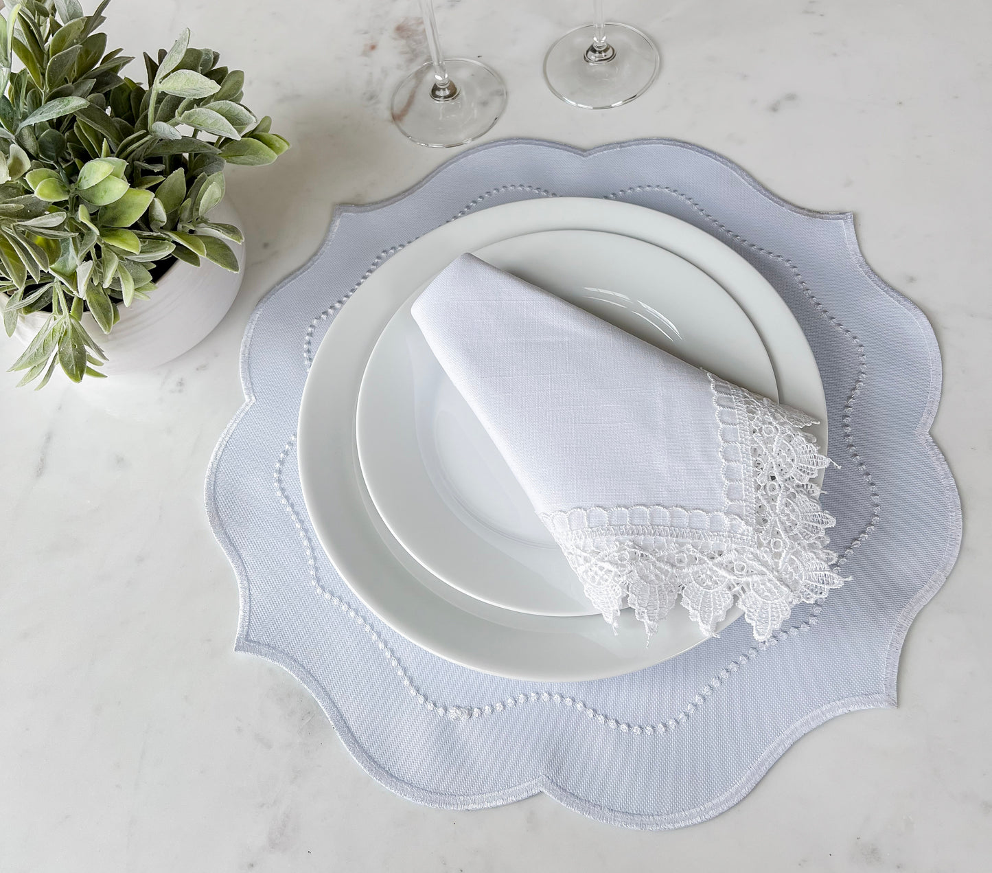 Double side White and Blue Placemat