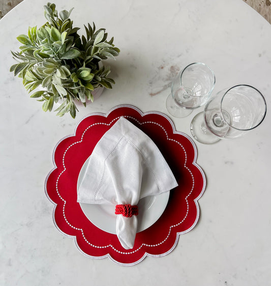 Red and white placemat