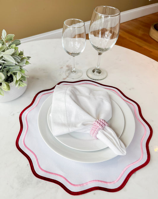 White and Burgundy/Pink Placemat