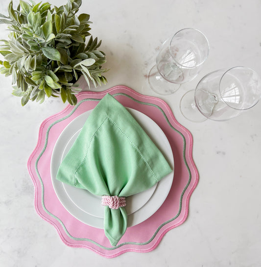 Double side Pink/Green and White Placemat