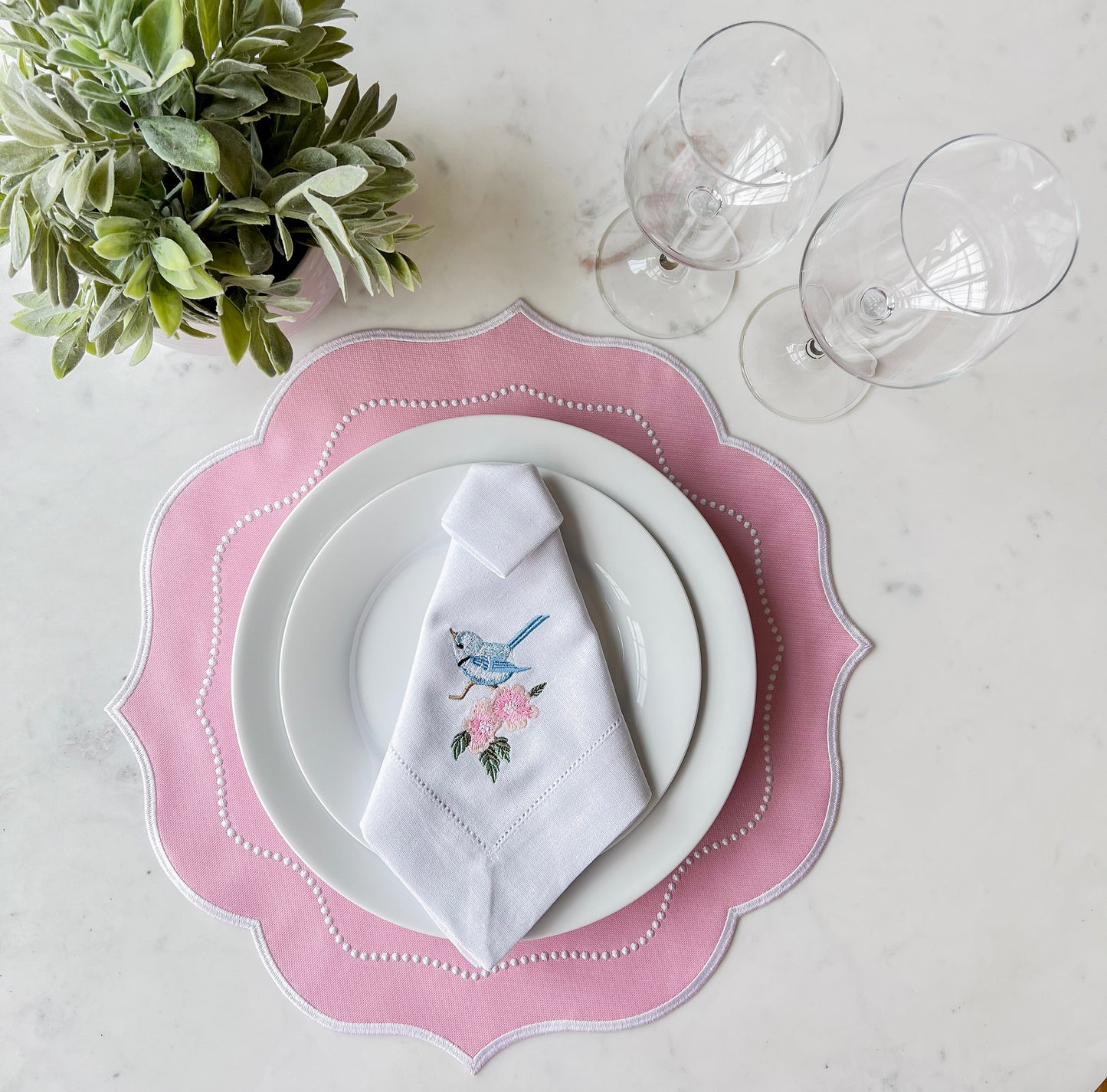 Double side White and Pink Placemat