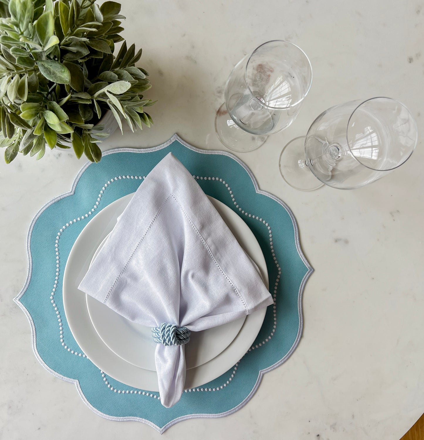 Double side White and Blue Placemat