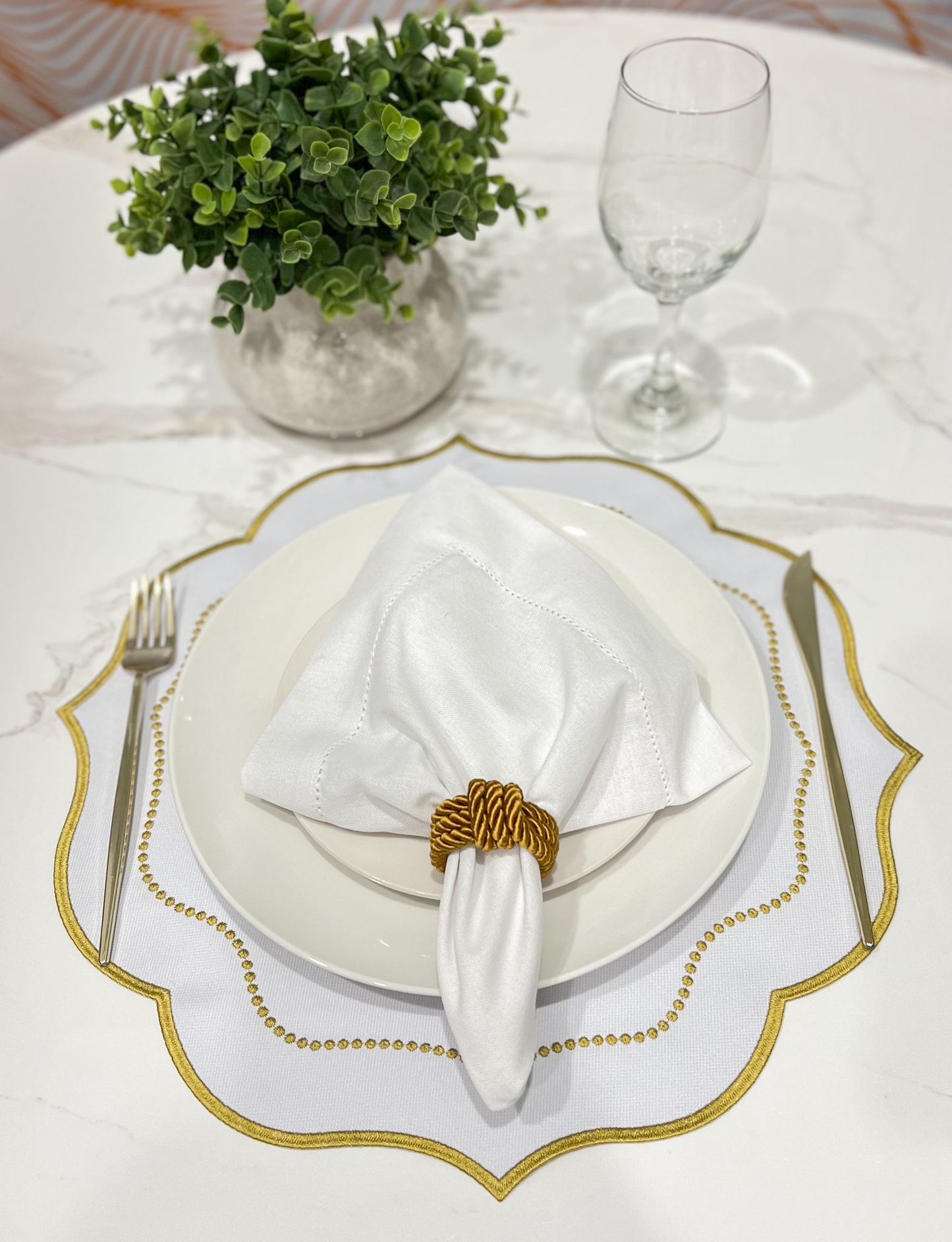 White and Gold Placemat