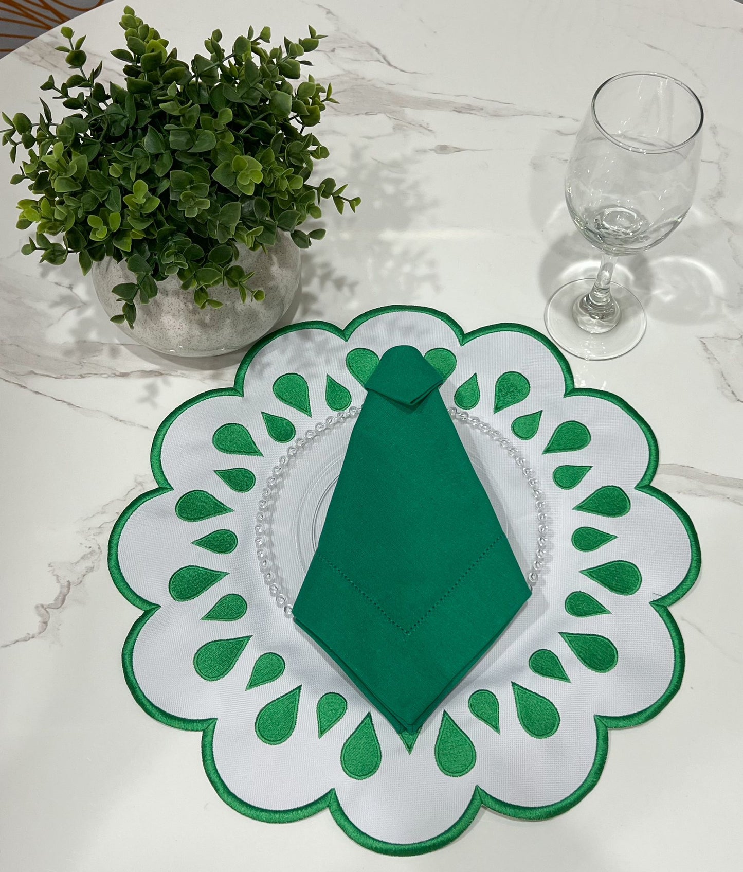 Green and White Placemat